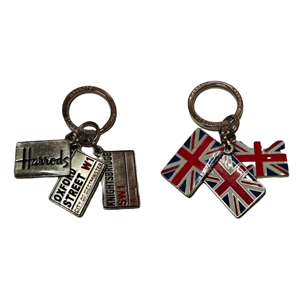 Authentic Harrods Union Jack UK Flag Street Signs Keychain